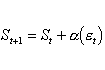 S(t+1) = S(t) + alpha*(e(t))