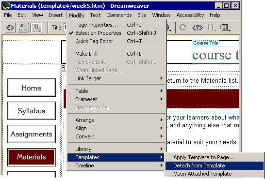 Detach from Template command